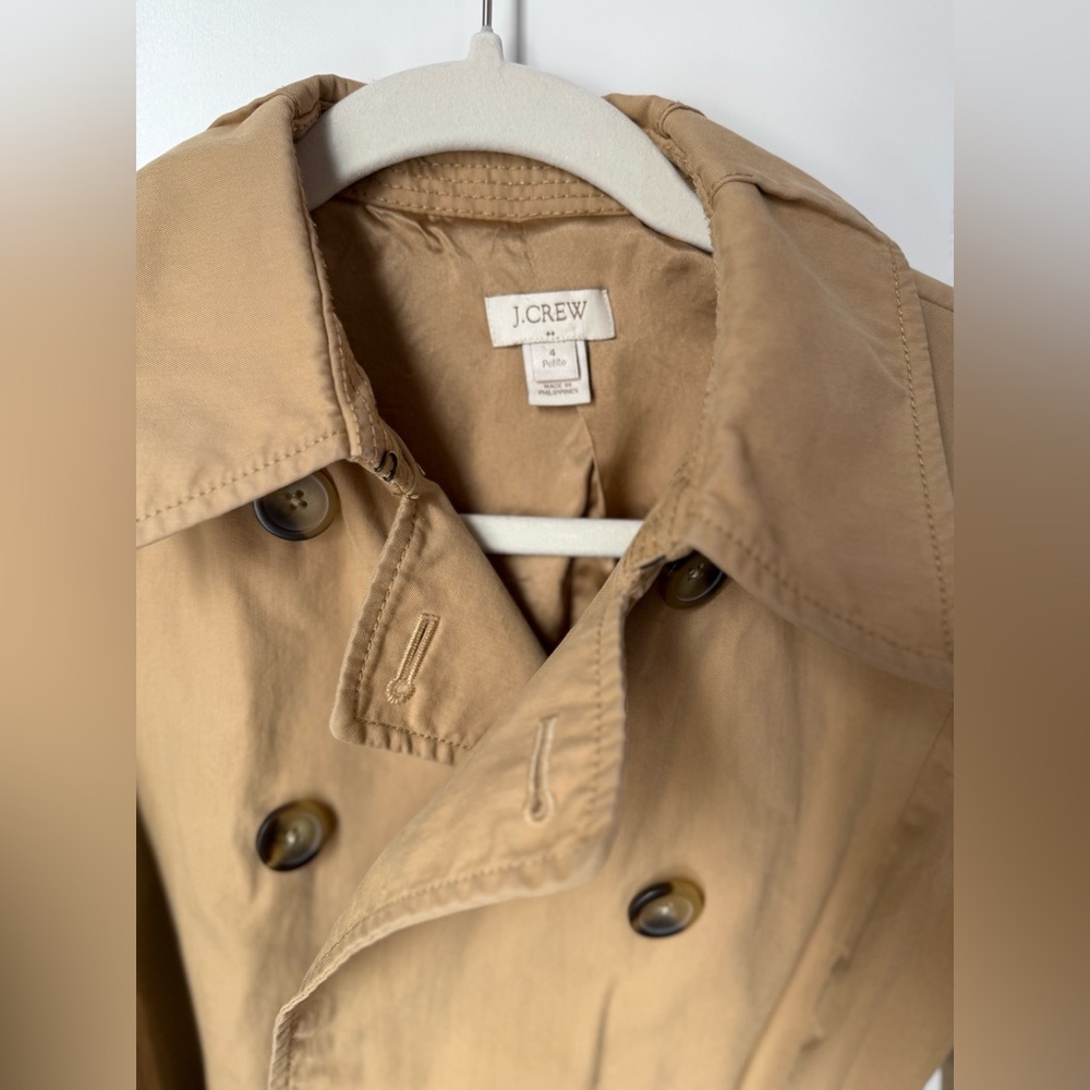 J. Crew Tan Trench Coat size 4 Petite - Picture 4 of 13